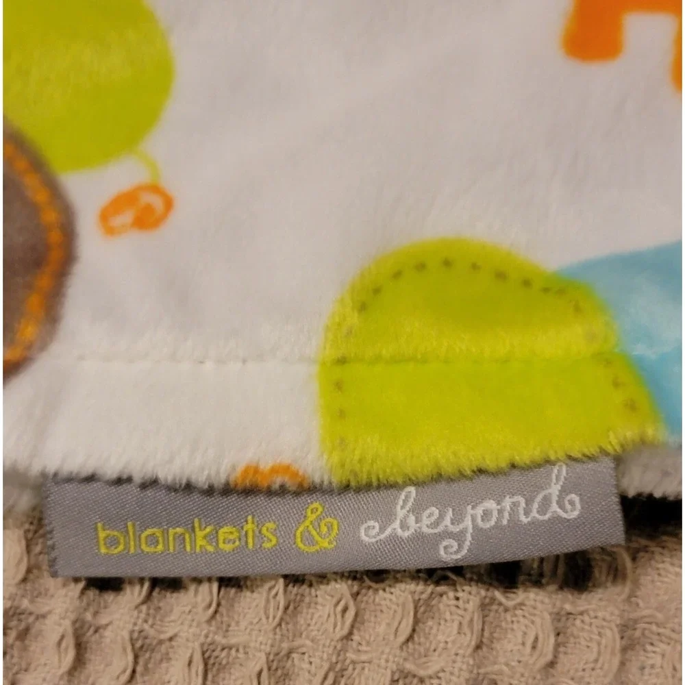 Blankets & Beyond Gray Elephant Lovey Baby Security Blanket Green Orange Blue